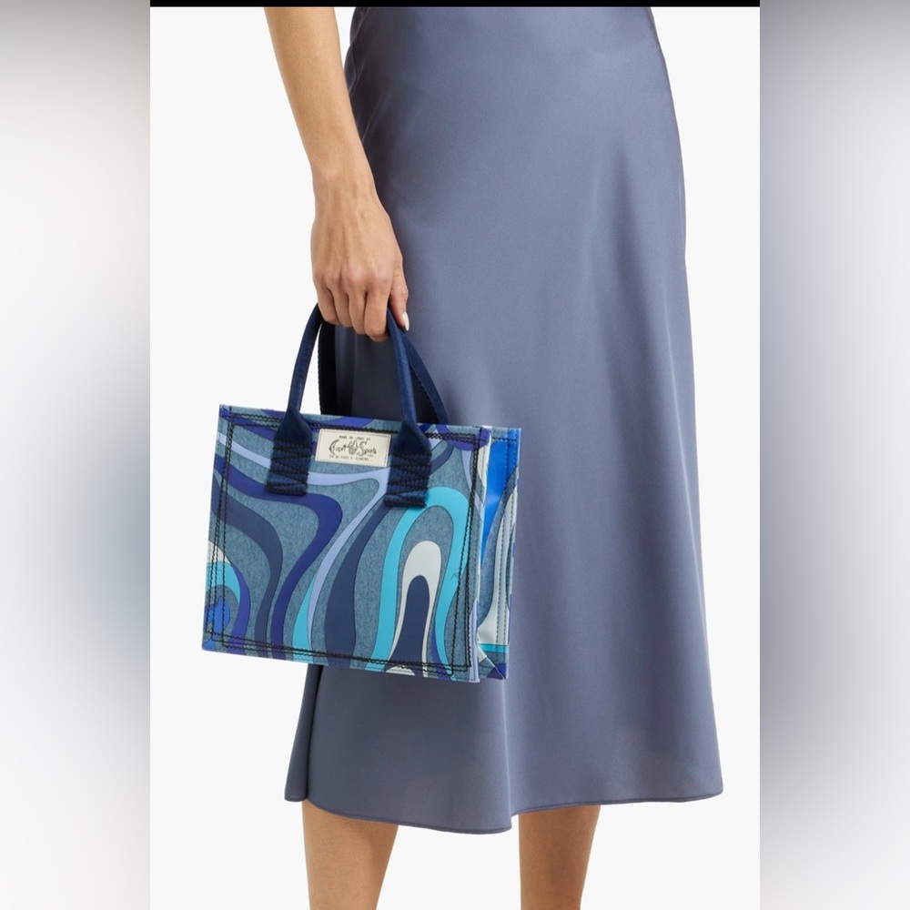 Emilio Pucci Marmo Denim Tote Bag Small NWT - Picture 3 of 12
